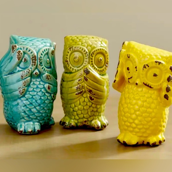 Other - Set of 3 ~6.5” colorful ceramic owls 🦉